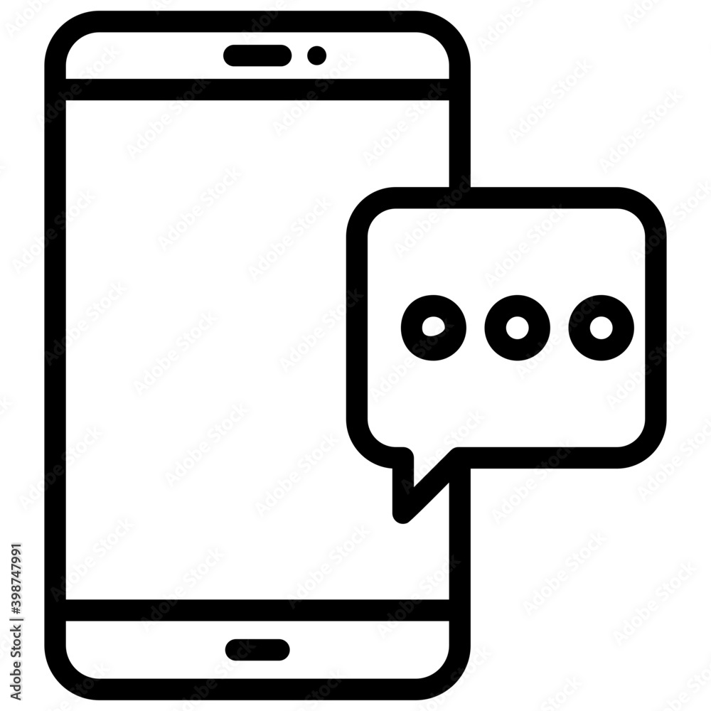 Poster Mobile chat icon in line vector design.