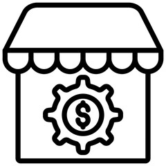 Shop management icon in line design 
