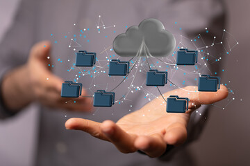 data security - Cloud technology. Integrated digital web concept background