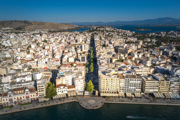 Obraz premium Chalkida aerial panoramic view, Evia island, Greece