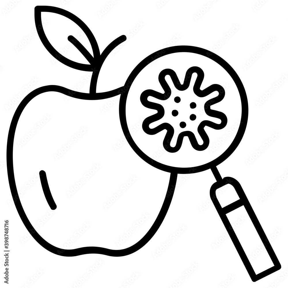 Sticker Contaminated fruits vector in line design 