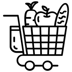 Organic grocery trolley icon design