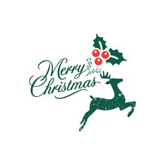 christmas greeting card with reindeer