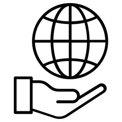 Global protection hand in line vector 