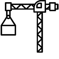 Industrial tower crane in line vector 