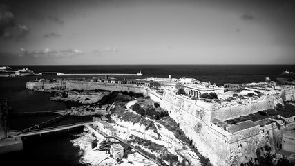 Kalkara Malta and Fort Rikasoli from above - aerial photography