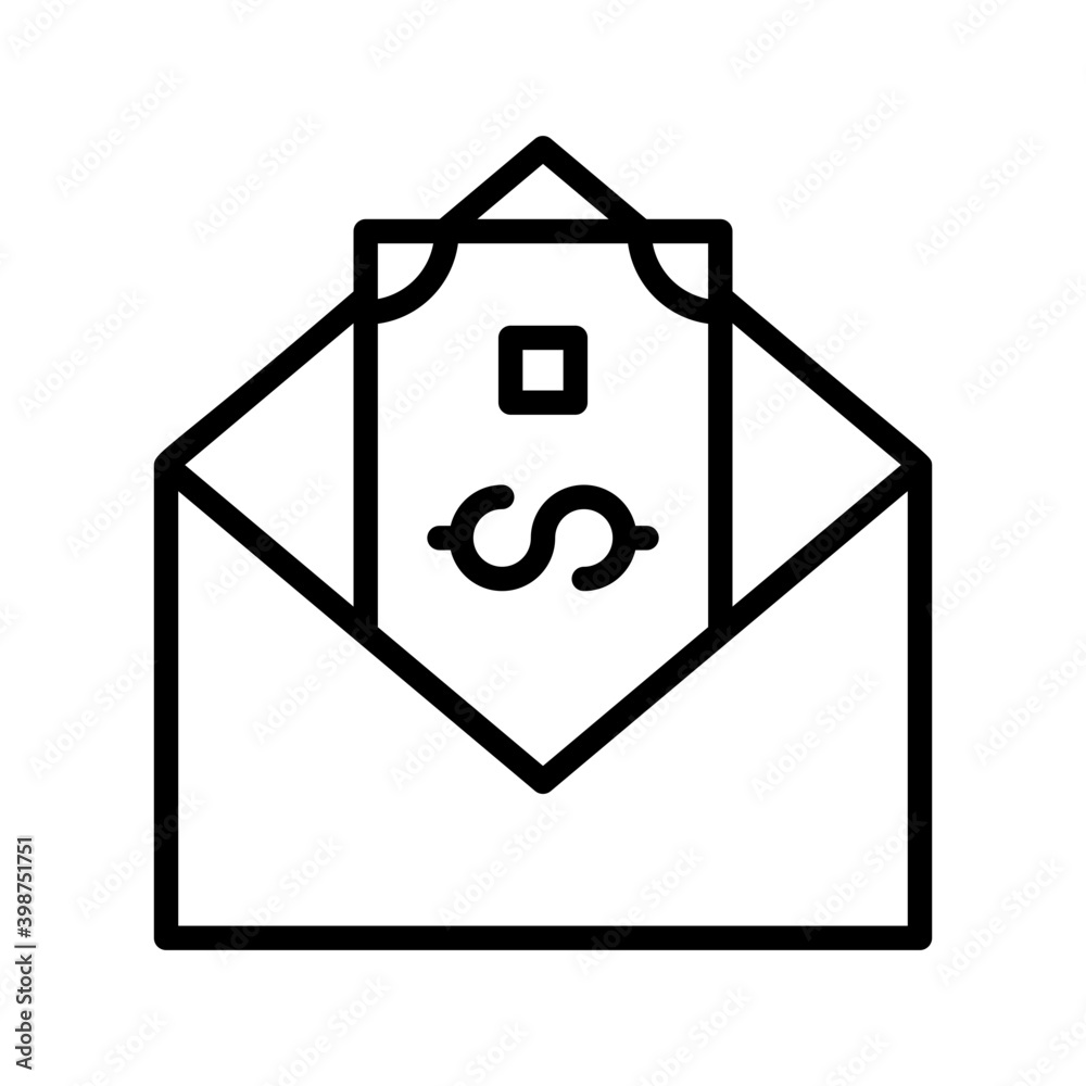 Sticker Money envelope icon isolated on white background 