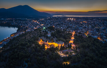Night panorama of Chalkida , Evia island, Greece