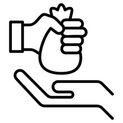 Borrowing icon in line design 