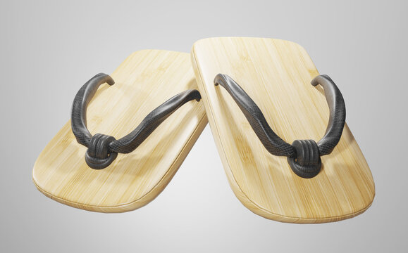 Traditional japanese sandals Geta. 3D rendering