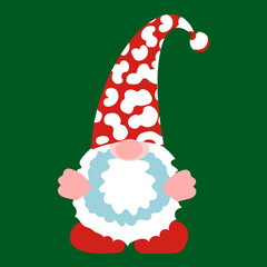Christmas Leopard Gnome Clipart on green background. Trendy holidays design. Cartoon Gnome for Christmas DIY. Digital template for sublimation or