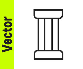 Black line Ancient column icon isolated on white background.  Vector.