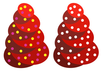 Red christmas tree with Christmas balls on white background