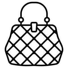 Crocheting handbag, line vector 