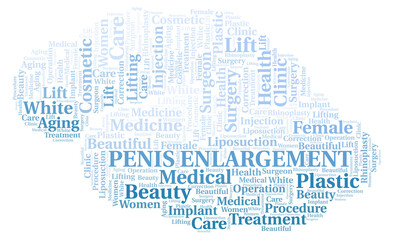 Penis Enlargement typography word cloud create with the text only. Type of plastic surgery