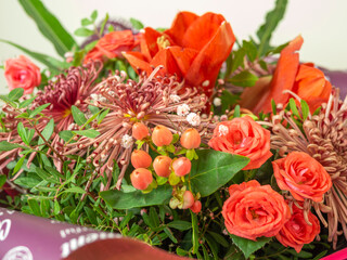Mixed pink flower arrangement