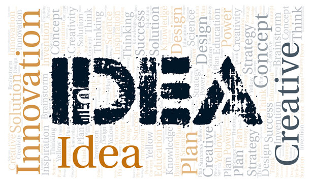 Idea typography word cloud create with the text only.