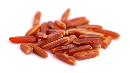 Heap of red rice isolated on white background