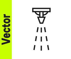 Black line Fire sprinkler system icon isolated on white background. Sprinkler, fire extinguisher solid icon.  Vector.