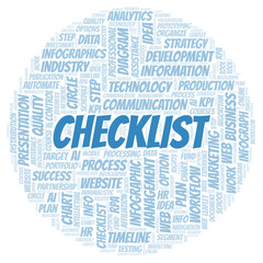 Obraz premium Checklist typography word cloud create with the text only.