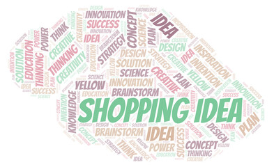 Shopping Idea typography word cloud create with the text only.