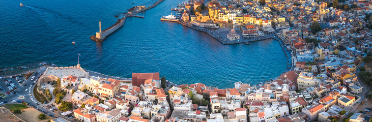 Wide panorama of Chania city, Crete