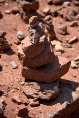Small stone pyramid in mountain