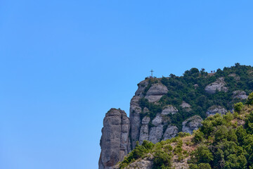 Fototapeta premium Mountains in Montserrat in Catalonia of Spain in a sunny day