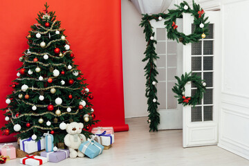 Lights garland decor Christmas tree holiday gifts new year background