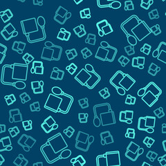 Green line Blood pressure icon isolated seamless pattern on blue background.  Vector.