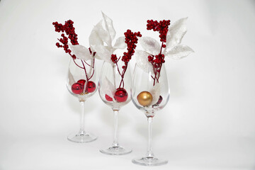 Festive installation in glass cup.