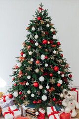 Christmas tree decor presents new year's background