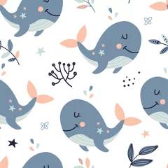 Kussenhoes Seamless pattern with celestial whales. © nafanya241