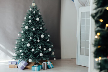 Christmas tree holiday decor presents new year's background