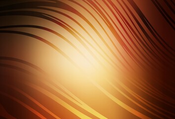 Dark Orange vector backdrop with curved lines.