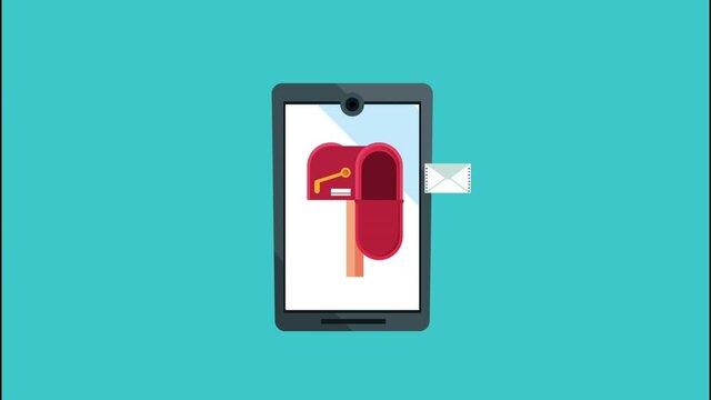delivery logistic service with mailbox in smartphone and envelope