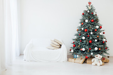 Decor interior Christmas tree holiday presents new year background