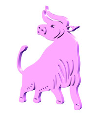 Gold Cow icon isolated on white background. 3d illustration 3D render
