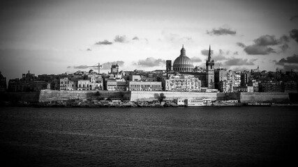 Typical and famous skyline of Valletta - the capital city of Malta - CITY OF VALLETTA