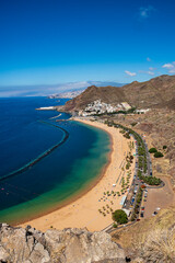 Las Teresitas beach, with the Teide volcano in the background, in Santa Cruz. Tenerife. Canary Islands.