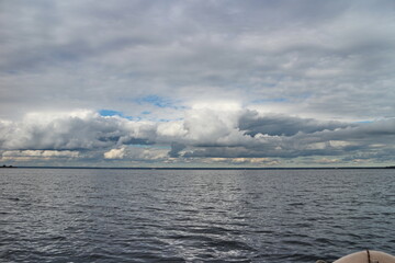 fishing at the sea, seascape first-person view from a motor boat