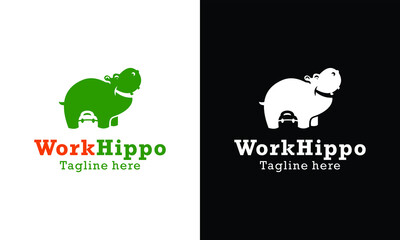 Vector Logo Illustration Hippo Silhouette