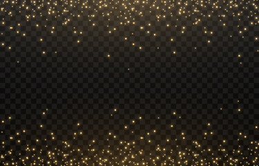 Shine. Light effect, golden light. Light from the sky. Lights, golden shine, sparkles. PNG picture. Christmas background, Christmas.