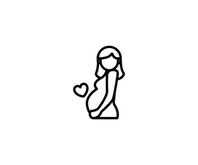 Naklejka na ściany i meble Pregnant woman vector isolated illustration. Pregnancy icon