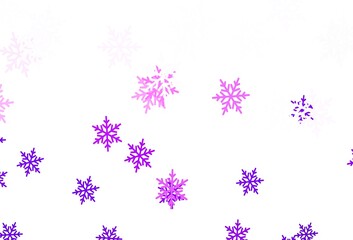Light Purple vector texture with colored snowflakes, stars.