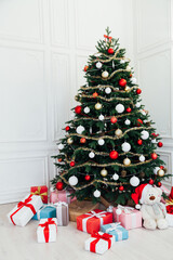 Decor interior of the house Christmas tree holiday presents new year's background