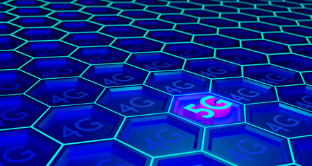 Fototapeta premium 5G Technologie. 3D Renderings