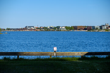 an empty spot on the campsite, right by the sea
