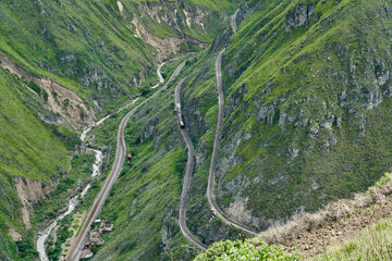 Nariz del Diablo, devil’s nose, is a famous railroad track in the andes of Ecuador, so steep, it...