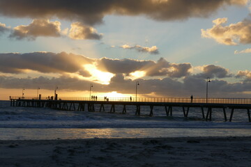 Beach, Seaside, Pier, Sunset